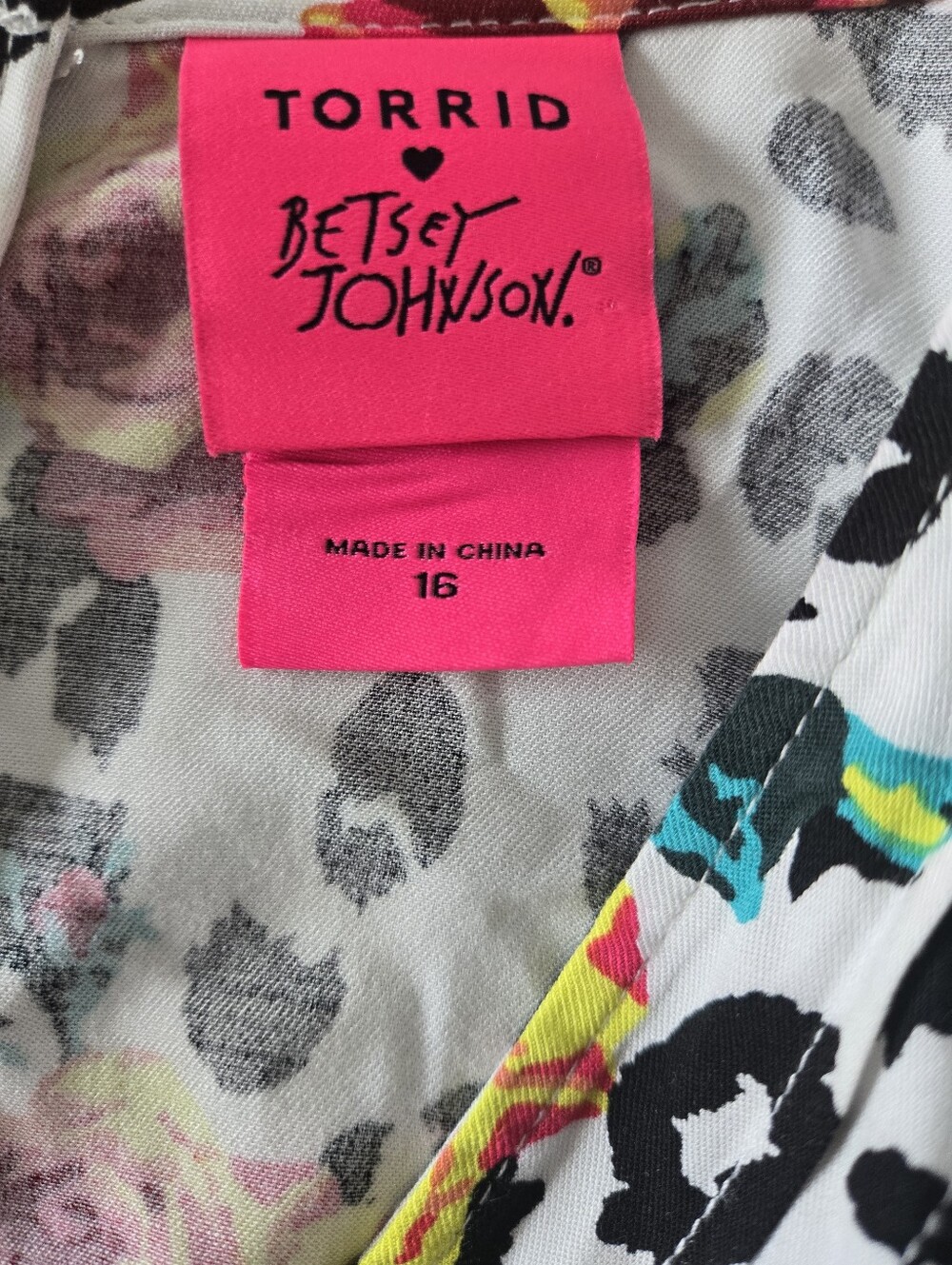 Torrid Betsey Johnson Floral Leopard Print Midi Dress Rockabilly Size 16 - Picture 4 of 5